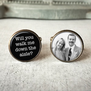 Father Of The Bride Gift, Gift from Bride, Personalized Cufflinks, Walk Me Down The Aisle Cufflinks, Custom Photo Cufflinks, Gift For Dad