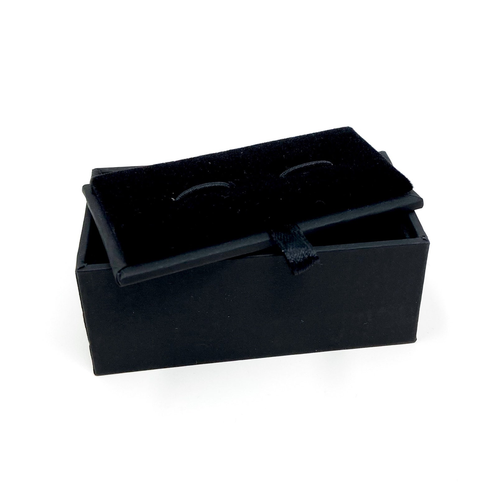 Cuff Links Box, Mens Cufflink Box, Cufflink Keepsake Box, Black Velvet ...