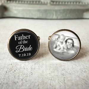 Father Of The Bride Cufflinks, Personalized Cufflinks, Wedding Cuff links, Custom Cufflinks, Photo Cufflinks, Wedding Keepsake, Gift For Dad