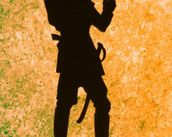Western Officer Silhouette Handmade Wood Display Decor - WST16