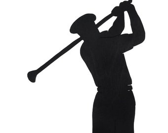 Vintage Male Golfer Silhouette:  Handmade, Wooden Decor for Desk, Shelf, Windowsill - PTG5