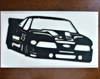 Wooden Race Car Wall Hanging Art, Handcrafted Car Decor, Racing