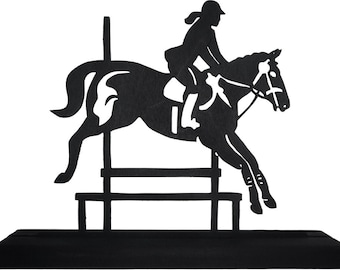 Female Horse Rider and Jumper Handmade Wood Silhouette - SPTR004