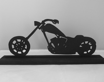 Harley Davidson Motorcycle Wood Silhouette – Rustic Handmade Decor