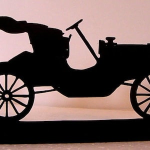 1908 Ford Model T Runabout Antique Automobile Handmade Wood Silhouette - stra013