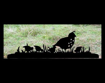 Handmade Quail Family Wood Silhouette, Bird Lover Gift, USA Made - BIR11