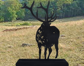 Handmade Buck Deer Wood Silhouette, Display Decoration, Hunting, Forest, Cabin Art - AWN4