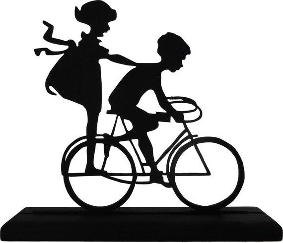 Boy And Girl On A Bicycle Handmade Wood Silhouette Scld019 Etsy