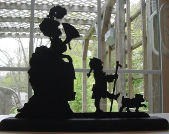 Victorian Stroll, Mother, Child, Dog Handmade Silhouette - sfam002