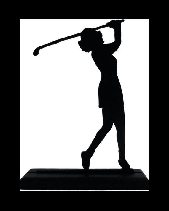 Wood Female Golfer Silhouette Handcrafted Decoration - Golf Art Display - PTG3