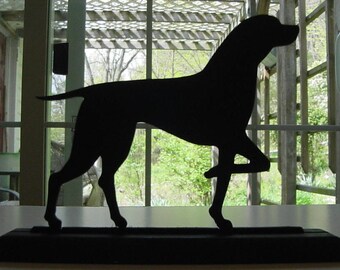 Pointer Dog Hand-cut Wood Handmade Black Silhouette Decoration with a Base for Easy Display on a Windowsill, Desk, Bookcase or Cake - ADD7