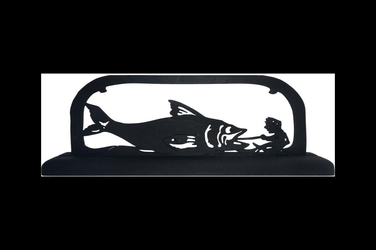 Small Man, Huge Fish Look At What I Caught Wood Silhouette - sfnt003