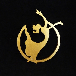Gold Painted Wood Ornament Nine Ladies Dancing - 12 Days of Christmas Holiday Decoration X12D09