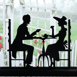 Silueta de pareja victoriana, decoración de madera hecha a mano - CPL3 imagen 4