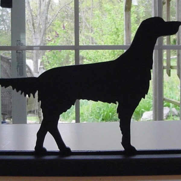 English Setter Dog Handmade Wood Black Silhouette Decoration with a Base for Easy Display on a Winodowsill, Desk, Bookcase or Table - ADD10