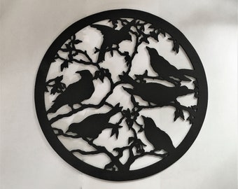 Birds in a Tree Wooden Silhouette Wall Hanging