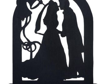 Hochzeitspaar Silhouette aus Holz handgefertigte Dekoration | Gelübde Erinnerungen - cpl15
