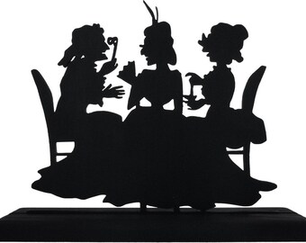 Victorian Ladies Silhouette Handmade Wooden Art | Tea Lover Gift | Three Women Talking Decor - WMN3