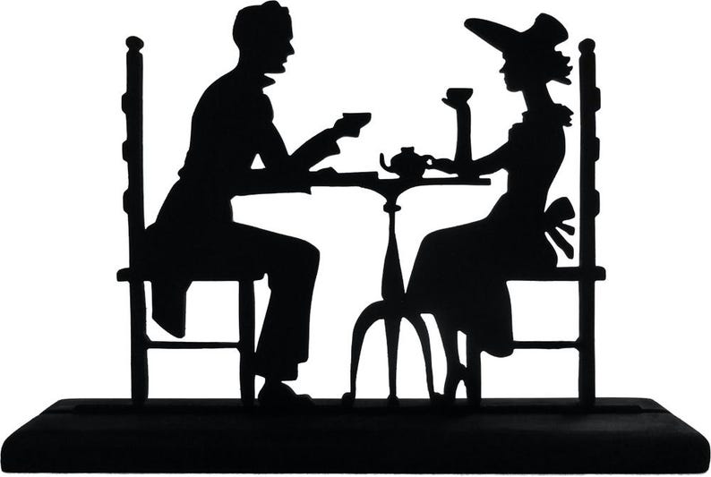 Silueta de pareja victoriana, decoración de madera hecha a mano - CPL3 imagen 3