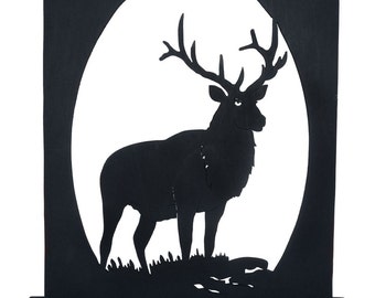 Alert Elk Handmade Wood Decorative Display Silhouette  sawn002