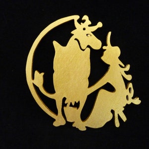 Eighth Day of Christmas Eight Maids Milking Part of 12 Days of Christmas Gold Painted Wood Ornament - X12D08