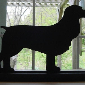 English Springer Spaniel Handmade Wood Black Silhouette Decoration with a Base for Easy Display on a Windowsill, Bookcase or Desk - ADD6