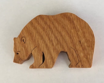 Bear Wooden Stand-Up Animal Handmade Decoration or Toy