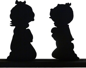 Brother and Sister Bedtime Prayers Handmade Wood Silhouette - SCLD018