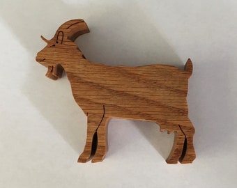 Milk Goat Stand-Up Animal Handmade Wooden Decoration or Toy