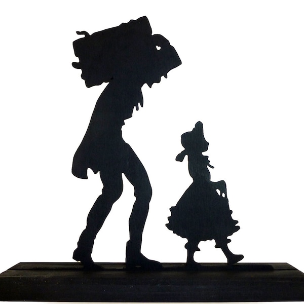Victorian Girl and Servant Handmade Wood Silhouette - sgrp005