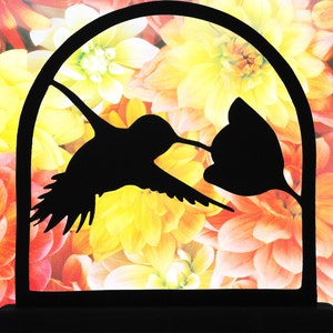 Hummingbird Sampling a Flower Handmade Wood Silhouette SBIR018 image 3