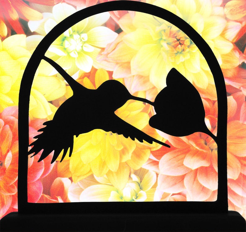 Hummingbird Sampling a Flower Handmade Wood Silhouette SBIR018 image 3