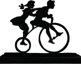 Two Children On A Bicycle Handmade Silhouette -  scld002