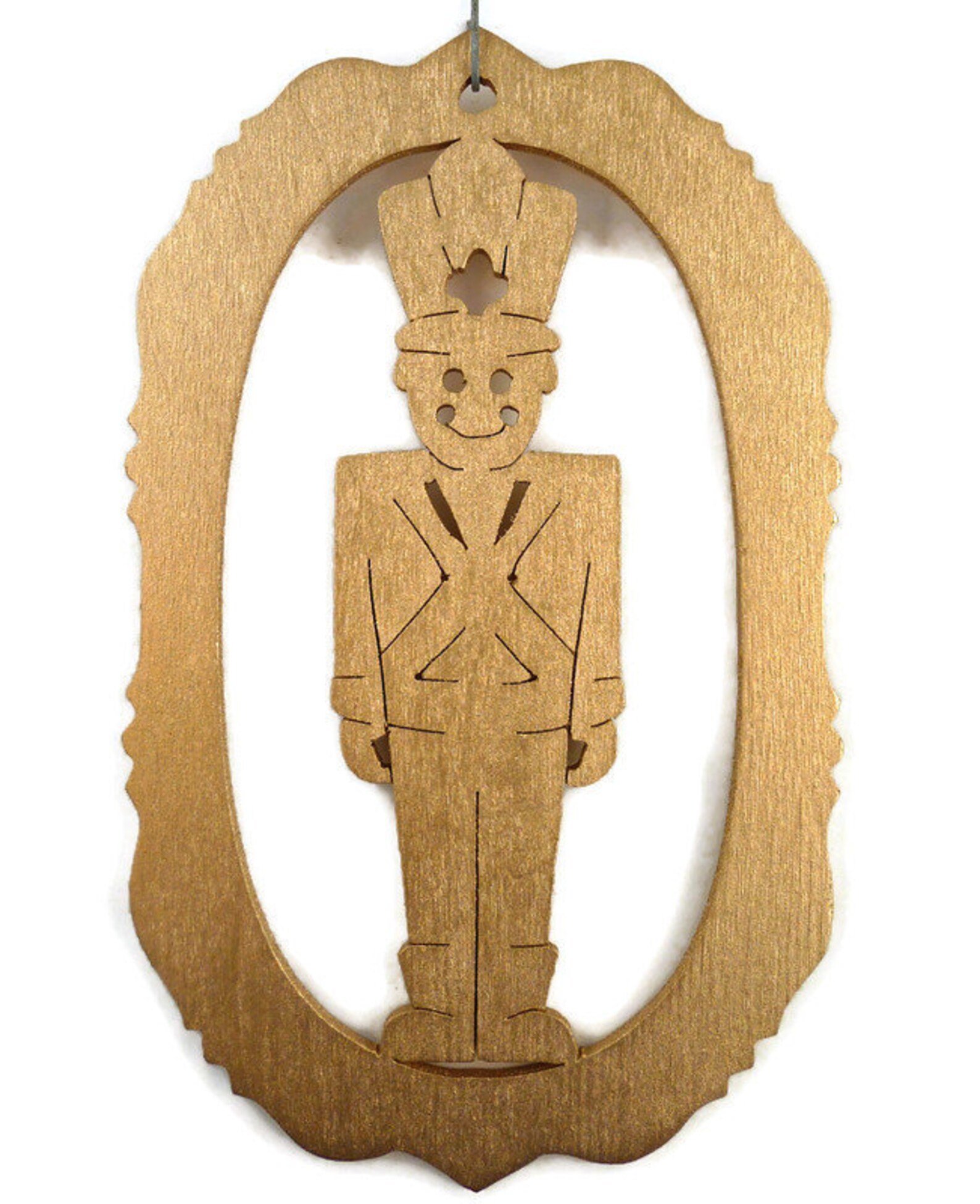 Toy Soldier Gold Painted Wood Hanging Christmas Ornament Etsy
