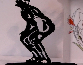 Handmade Baseball Player Silhouette, Wood Decoration with Base-PTB5
