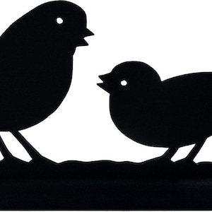 Pair of Sparrows Handmade Wood Silhouette Decoration with a Base for Easy Display on a Windowsill, Bookcase, Desk, or on a Cake - SBIR003