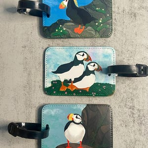 Puffin Gepäckanhänger, Kunstleder, Auswahl aus 3 verschiedenen Designs, Originalkunstwerk, Einzeln erhältlich Bild 14