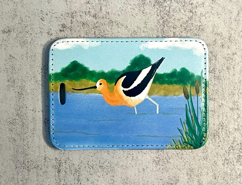 Bagageetikett med fågelmotiv, konstläder, välj mellan 4 olika designer, originalkonstverk bild 8