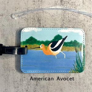 Bagageetikett med fågelmotiv, konstläder, välj mellan 4 olika designer, originalkonstverk bild 3