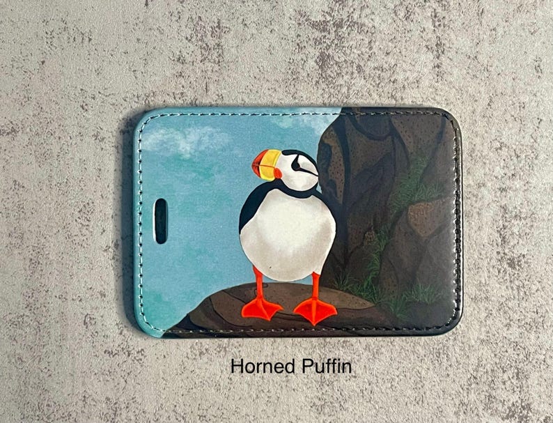 Puffin Gepäckanhänger, Kunstleder, Auswahl aus 3 verschiedenen Designs, Originalkunstwerk, Einzeln erhältlich Bild 4