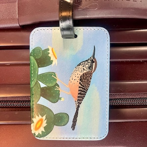 Bagageetikett med fågelmotiv, konstläder, välj mellan 4 olika designer, originalkonstverk bild 11