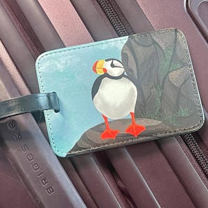 Puffin Gepäckanhänger, Kunstleder, Auswahl aus 3 verschiedenen Designs, Originalkunstwerk, Einzeln erhältlich Bild 13