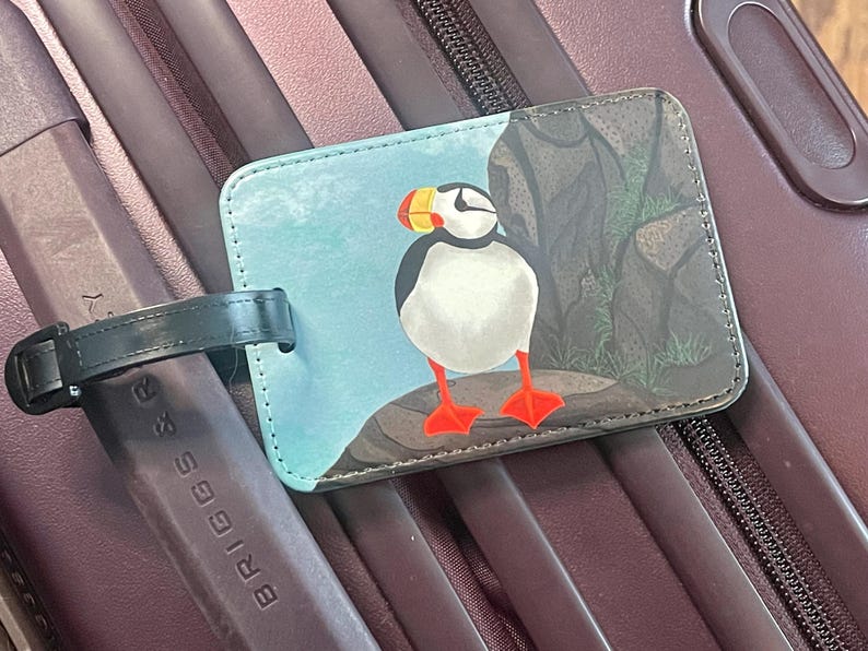 Puffin Gepäckanhänger, Kunstleder, Auswahl aus 3 verschiedenen Designs, Originalkunstwerk, Einzeln erhältlich Bild 13
