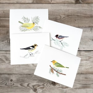 Bird Notecard Set | Featuring 4 Original Warbler Drawings | 8 Blank Cards & Envelopes