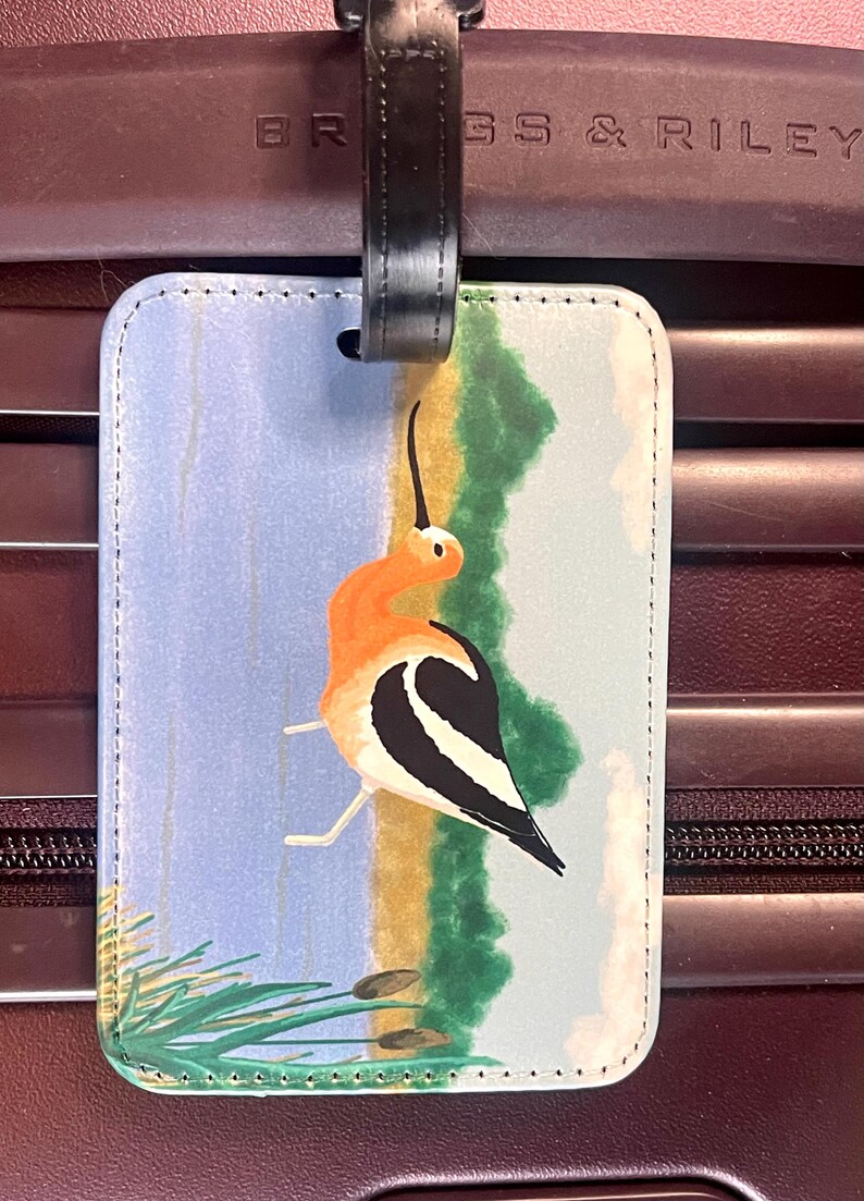 Bagageetikett med fågelmotiv, konstläder, välj mellan 4 olika designer, originalkonstverk bild 12