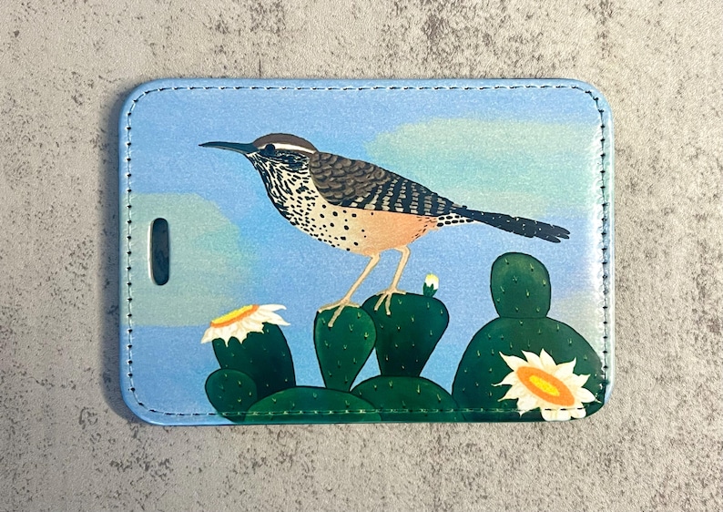 Bagageetikett med fågelmotiv, konstläder, välj mellan 4 olika designer, originalkonstverk bild 7