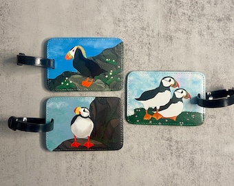 Puffin Bagageetiketter, Konstläder, Välj mellan 3 Olika Designer, Originalkonstverk, Säljs Styckvis
