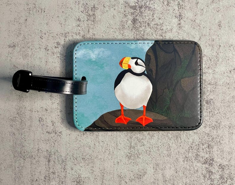 Puffin Gepäckanhänger, Kunstleder, Auswahl aus 3 verschiedenen Designs, Originalkunstwerk, Einzeln erhältlich Bild 7