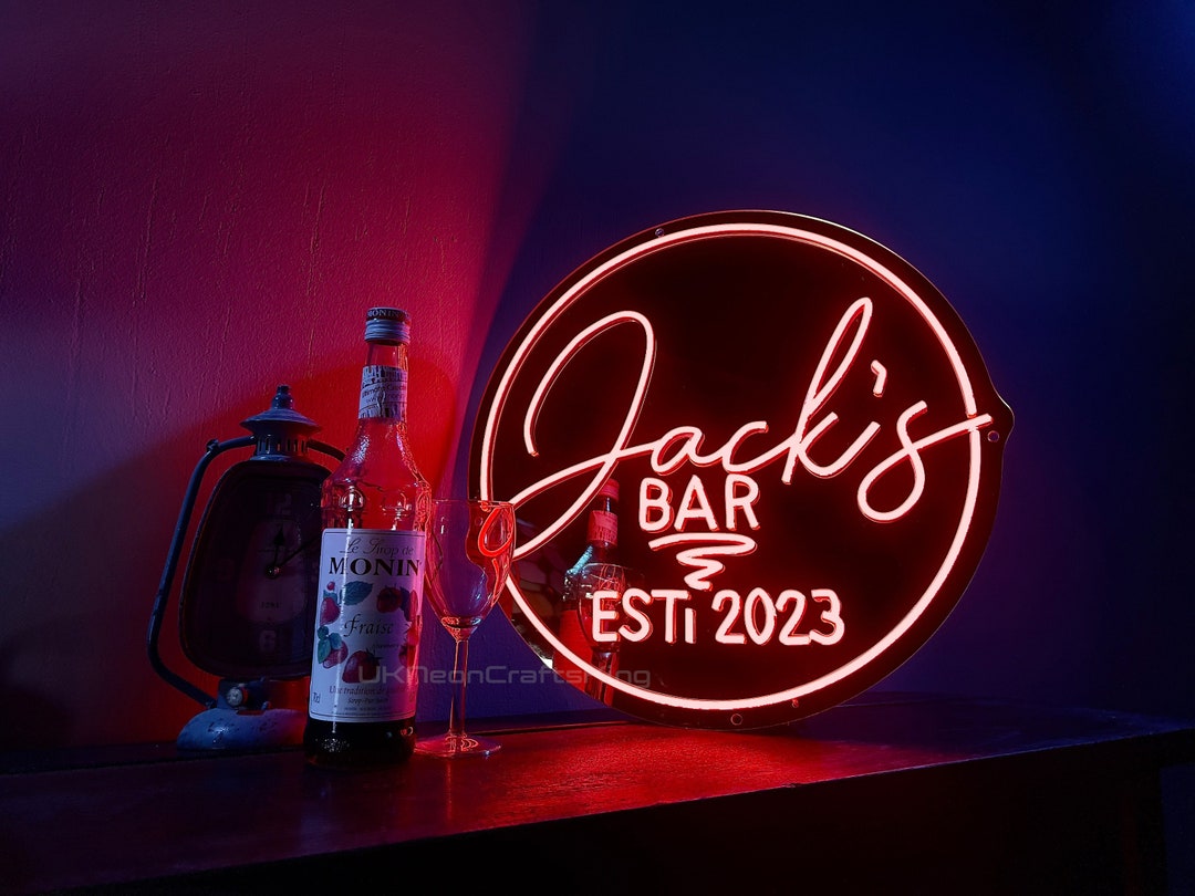 Custom Neon Sign Bar Neon Sign Battery Operated Neon Sign Etsy