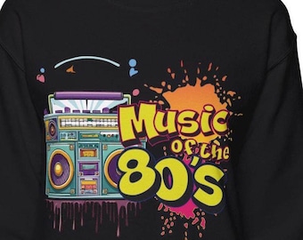 80's Music Graffiti Sweatshirt, Retro Boombox Sweatshirt, Vintage Style Unisex Sweats, Music Lover Gift, Hip Hop Streetwear Hoodie, 80's MTV